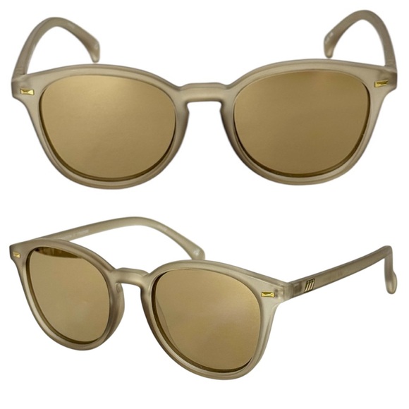 LE SPECS Bandwagon NEW Sunglasses Matte Stone Frame With Copper Mirror Lens NEW